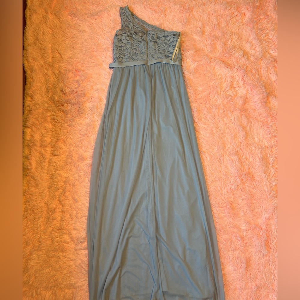 Baby blue off the shoulder prom dress worn once but no longer fits.